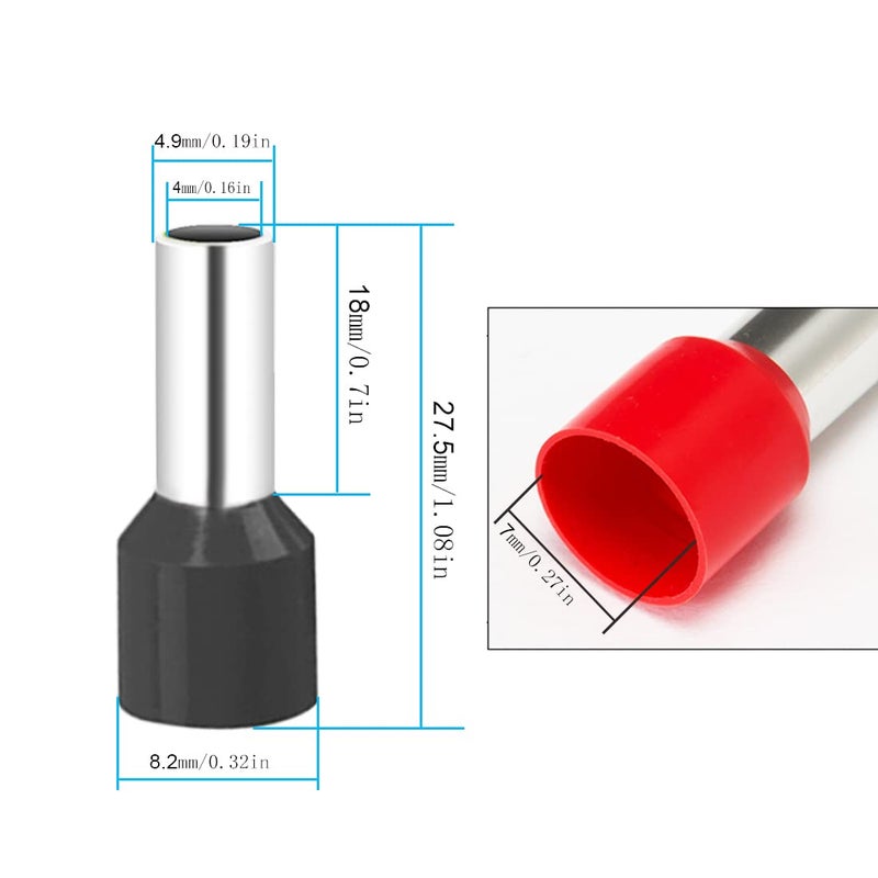 XFFCSEC 8 Gauge Wire Ferrule Connectors, for 8 Awg Automotive Power/Ground, Battery Cable, Car Audio, RV, Amp, CCA, 8ga Automotive Wire, Amp Kit, Battery Cables, Wiring Kit, (Red + Black Box of 150) - Image 2